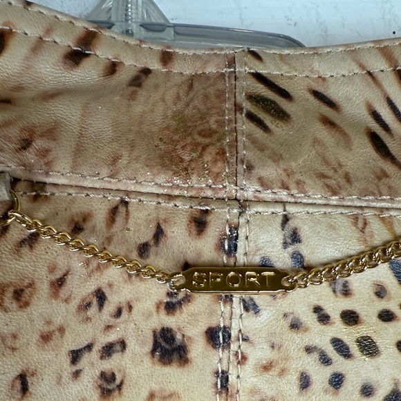 St. John Sport by Marie Gray Animal Print Leather Jacket Vest Sweater Sz. L - Picture 4 of 11